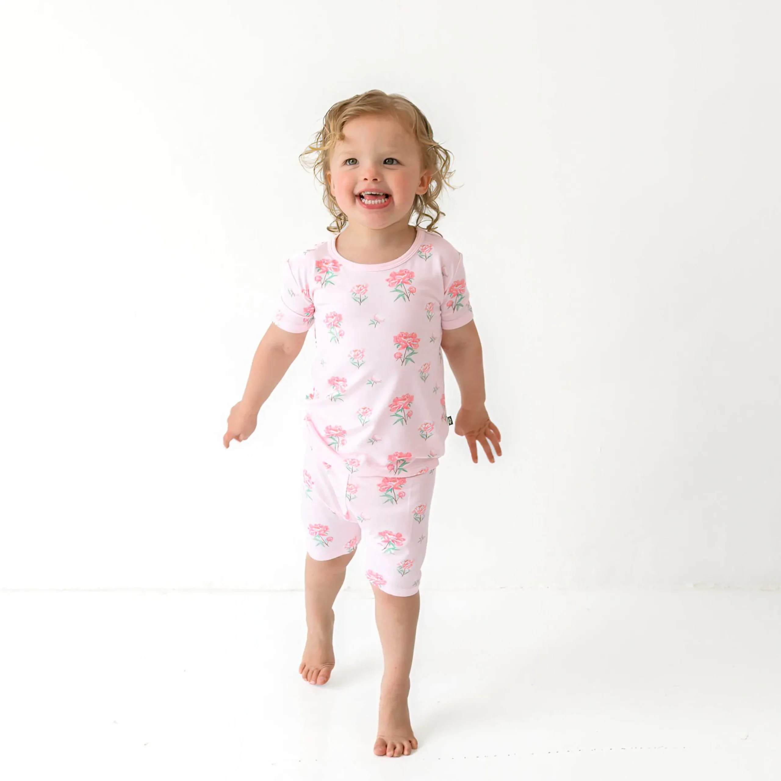 New Kyte Baby Short Sleeve Pajamas in Sakura Peony