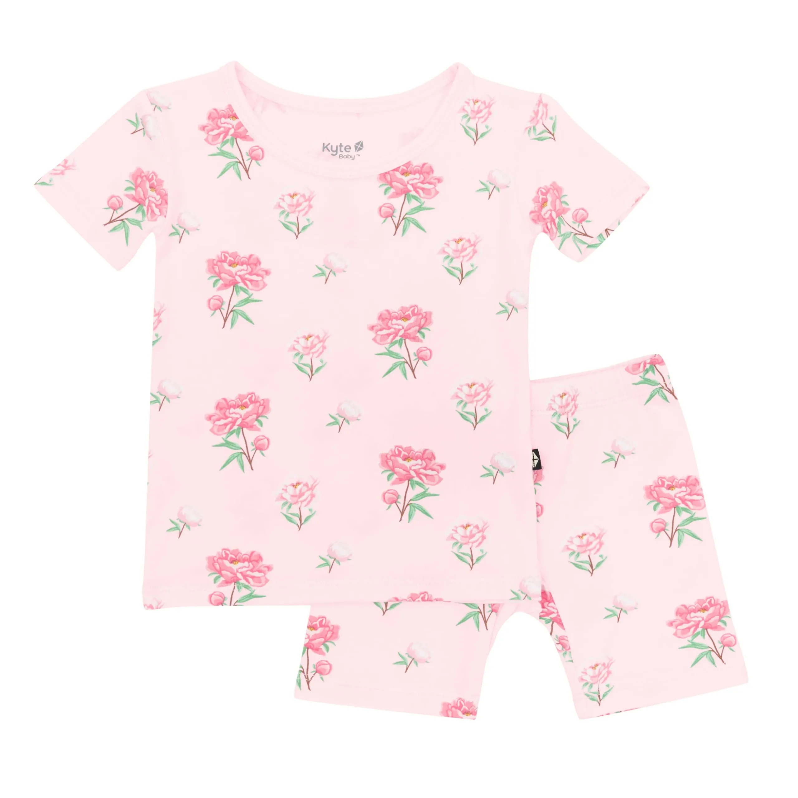 New Kyte Baby Short Sleeve Pajamas in Sakura Peony