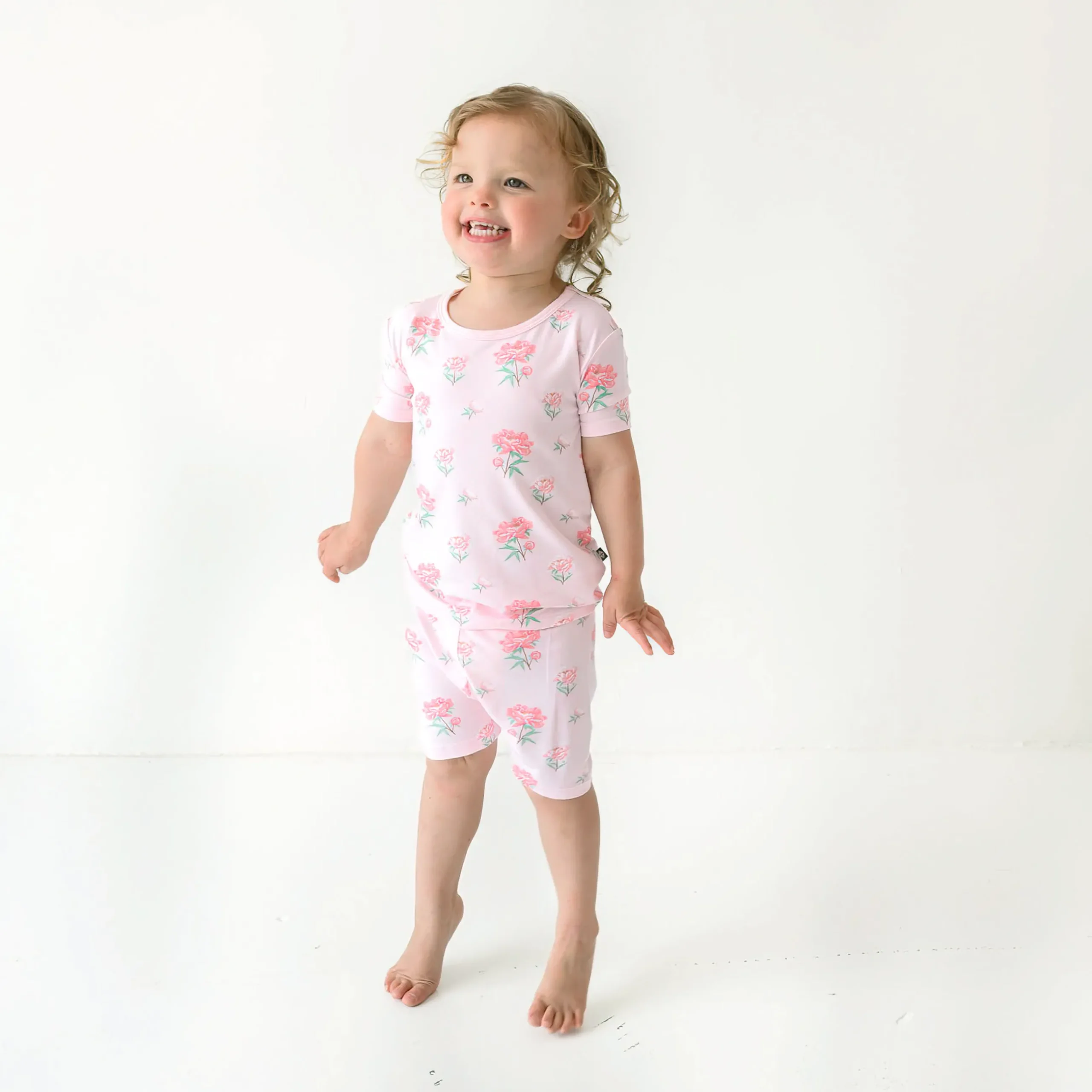New Kyte Baby Short Sleeve Pajamas in Sakura Peony
