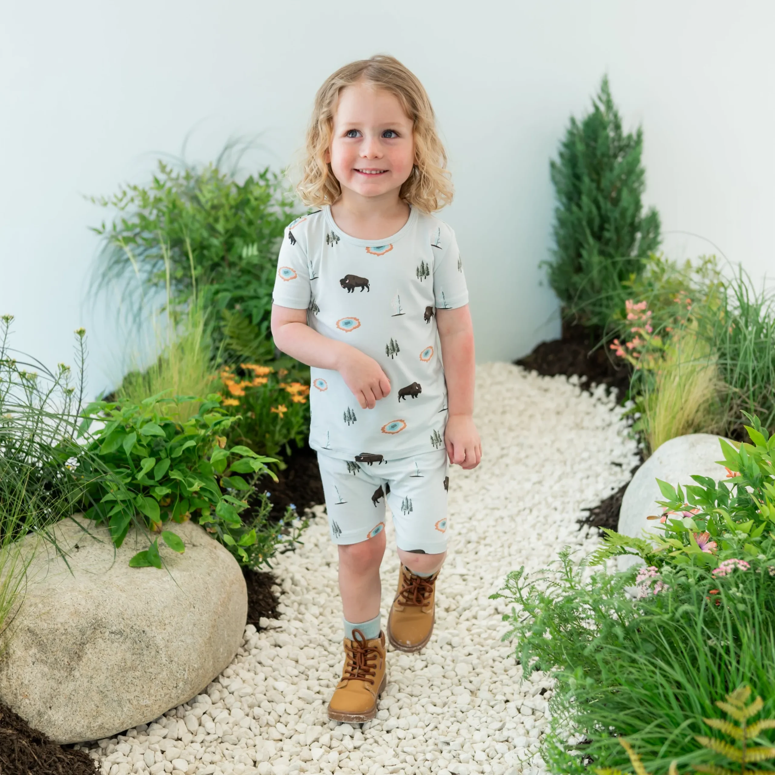 Hot Kyte Baby Short Sleeve Pajamas in Yellowstone