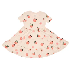 Clearance Kyte Baby Short Sleeve Tiered Dress in Peach
