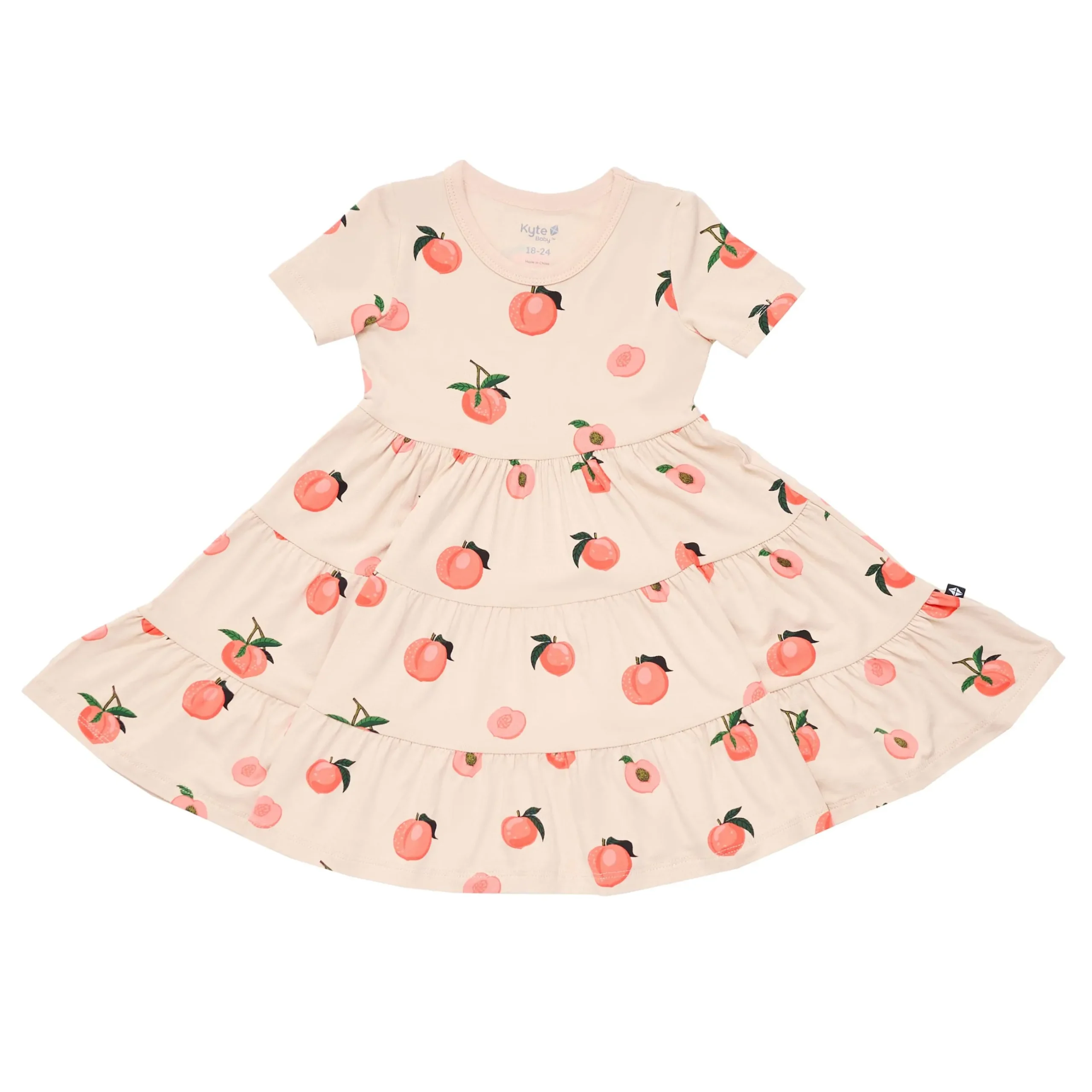Clearance Kyte Baby Short Sleeve Tiered Dress in Peach