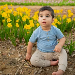 Clearance Kyte Baby Short Sleeve Toddler Henley Tee in Slate