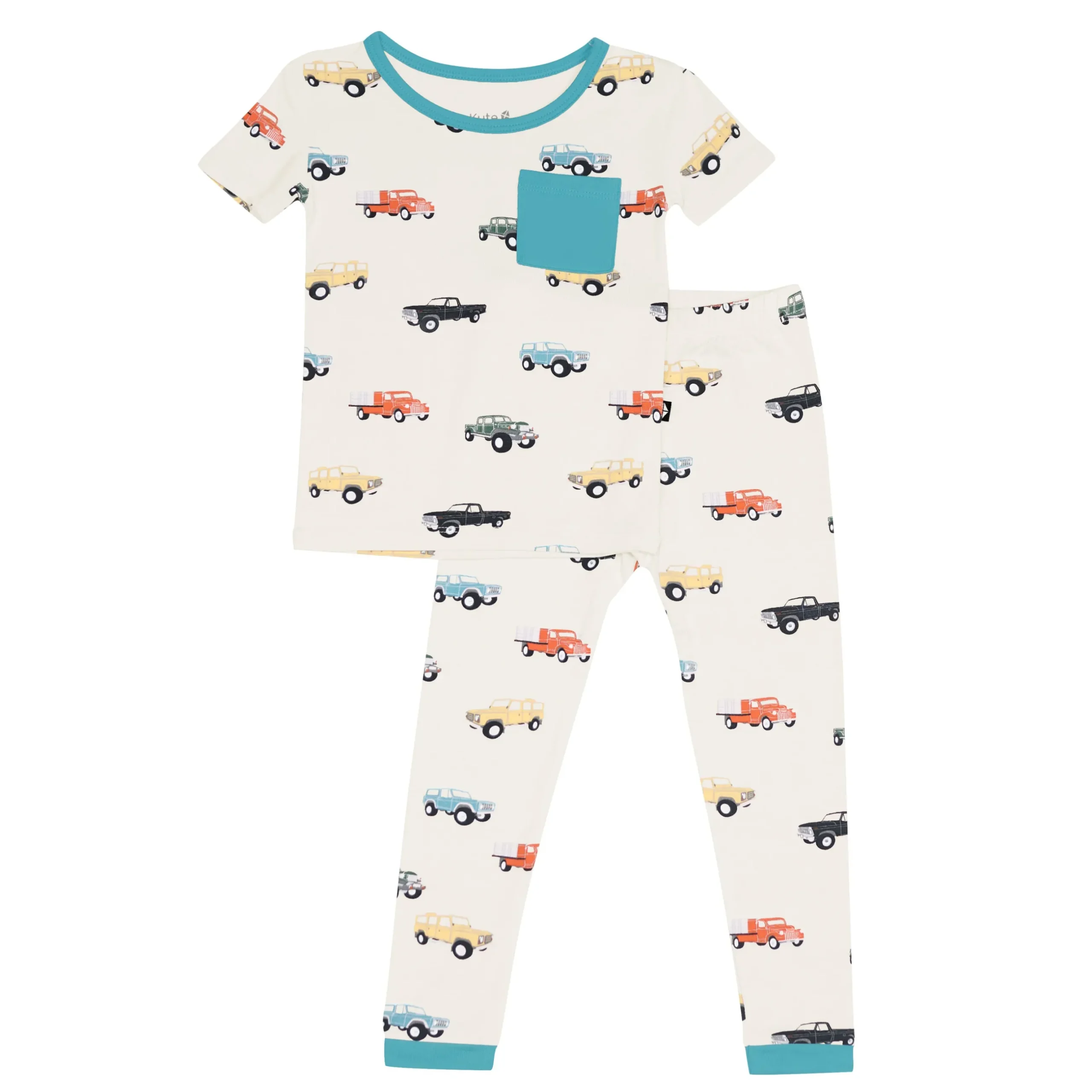 Sale Kyte Baby Short Sleeve with Pants Pajamas in Vintage Truck