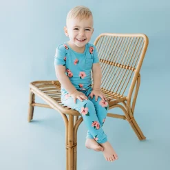 Hot Kyte Baby Short Sleeve with Pants Pajamas in Hibiscus