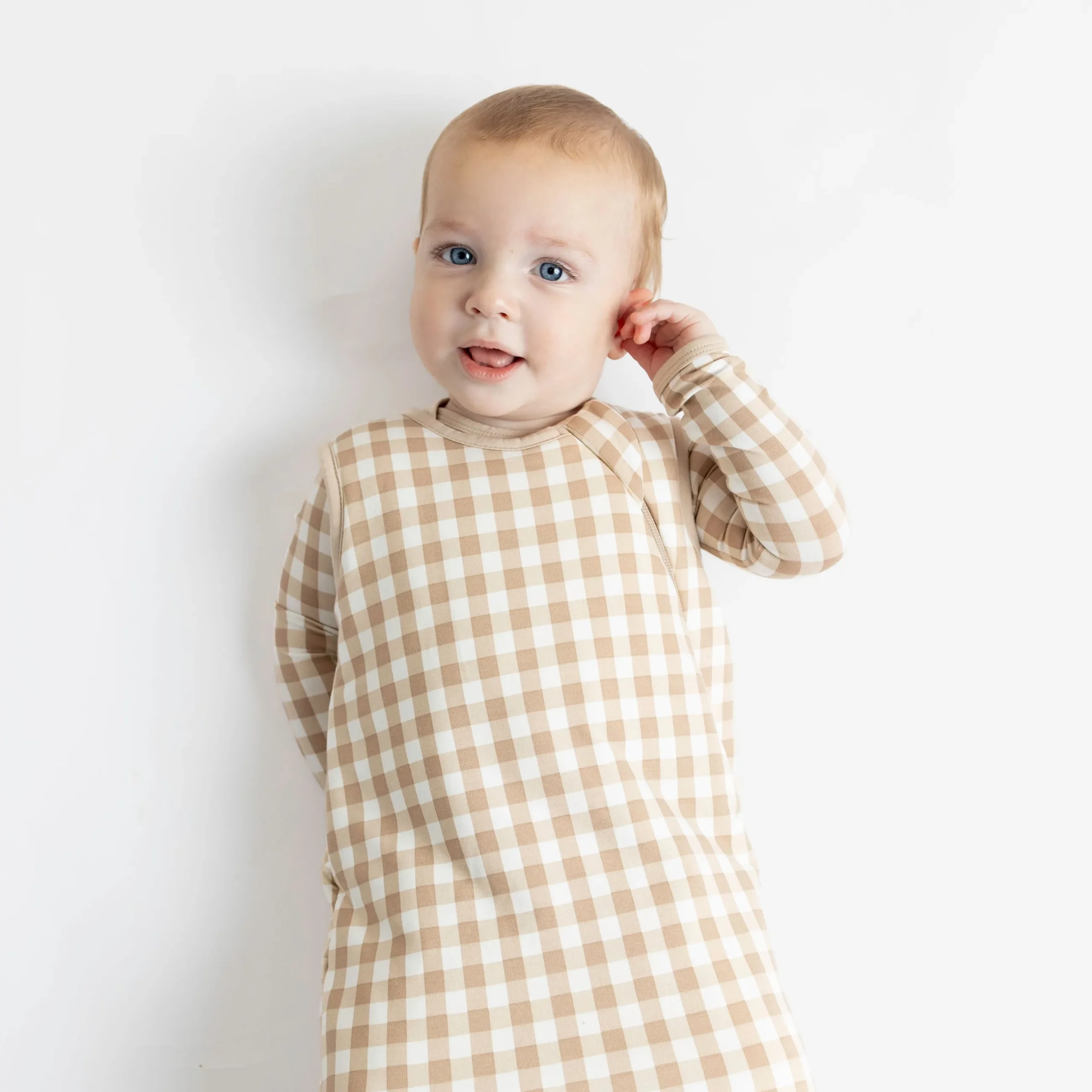 Hot Kyte Baby Sleep Bag in 2.5 Gingham Bisque
