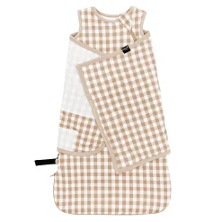 Hot Kyte Baby Sleep Bag Swaddler in 1.0 Gingham Bisque