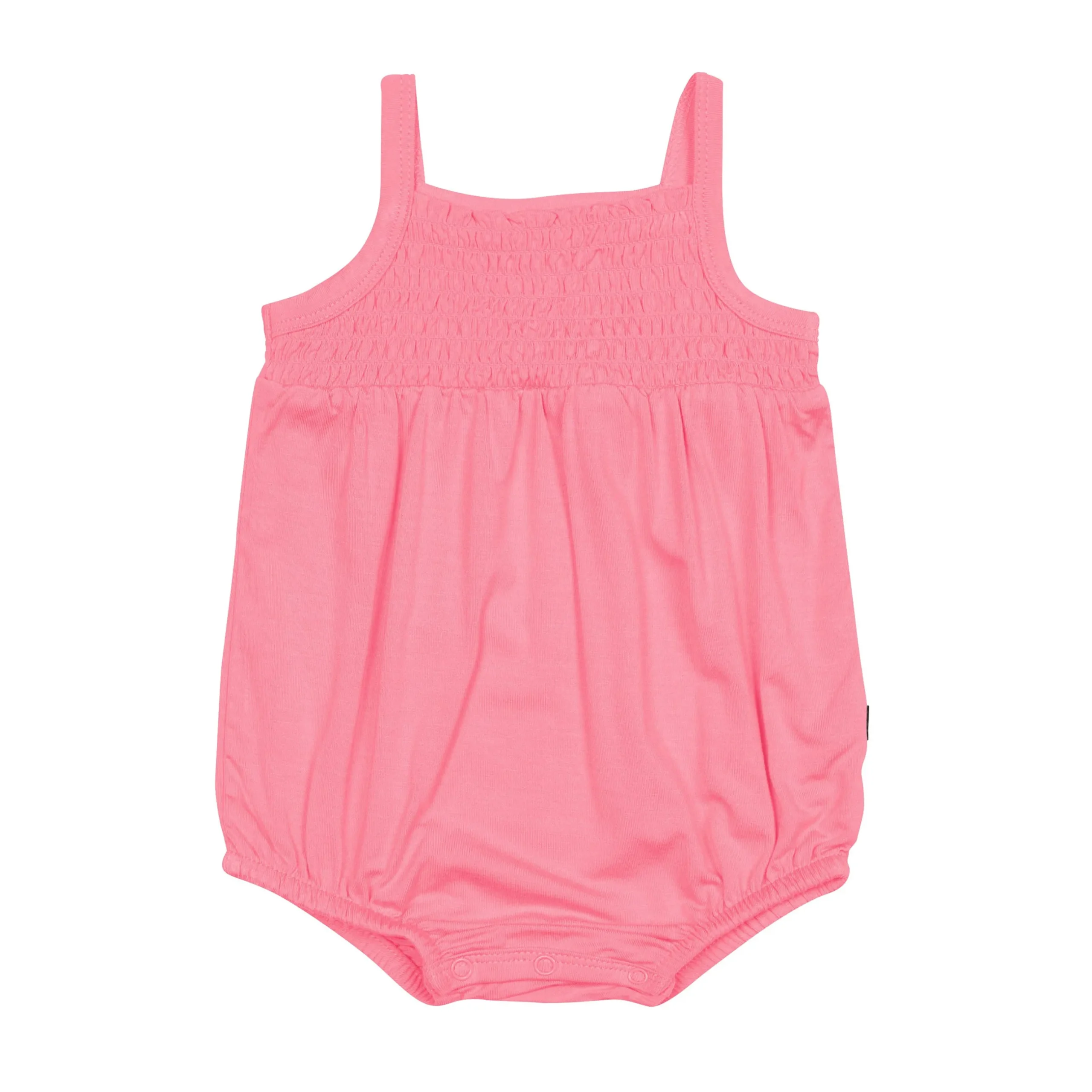 New Kyte Baby Smocked Bubble Romper in Guava