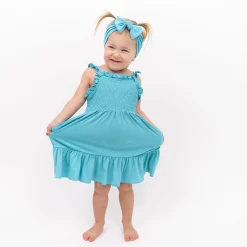 Clearance Kyte Baby Smocked Dress in Makai