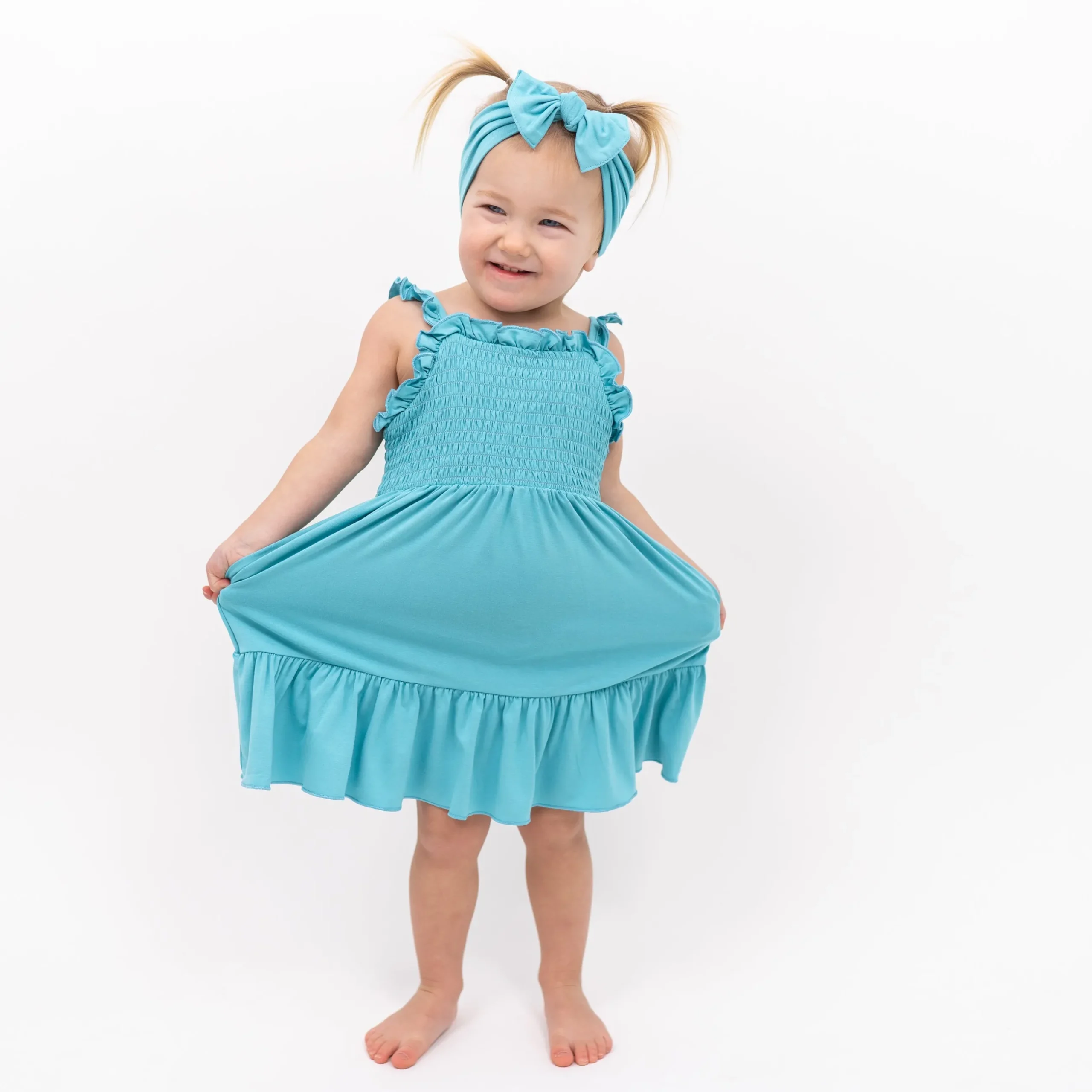 Clearance Kyte Baby Smocked Dress in Makai
