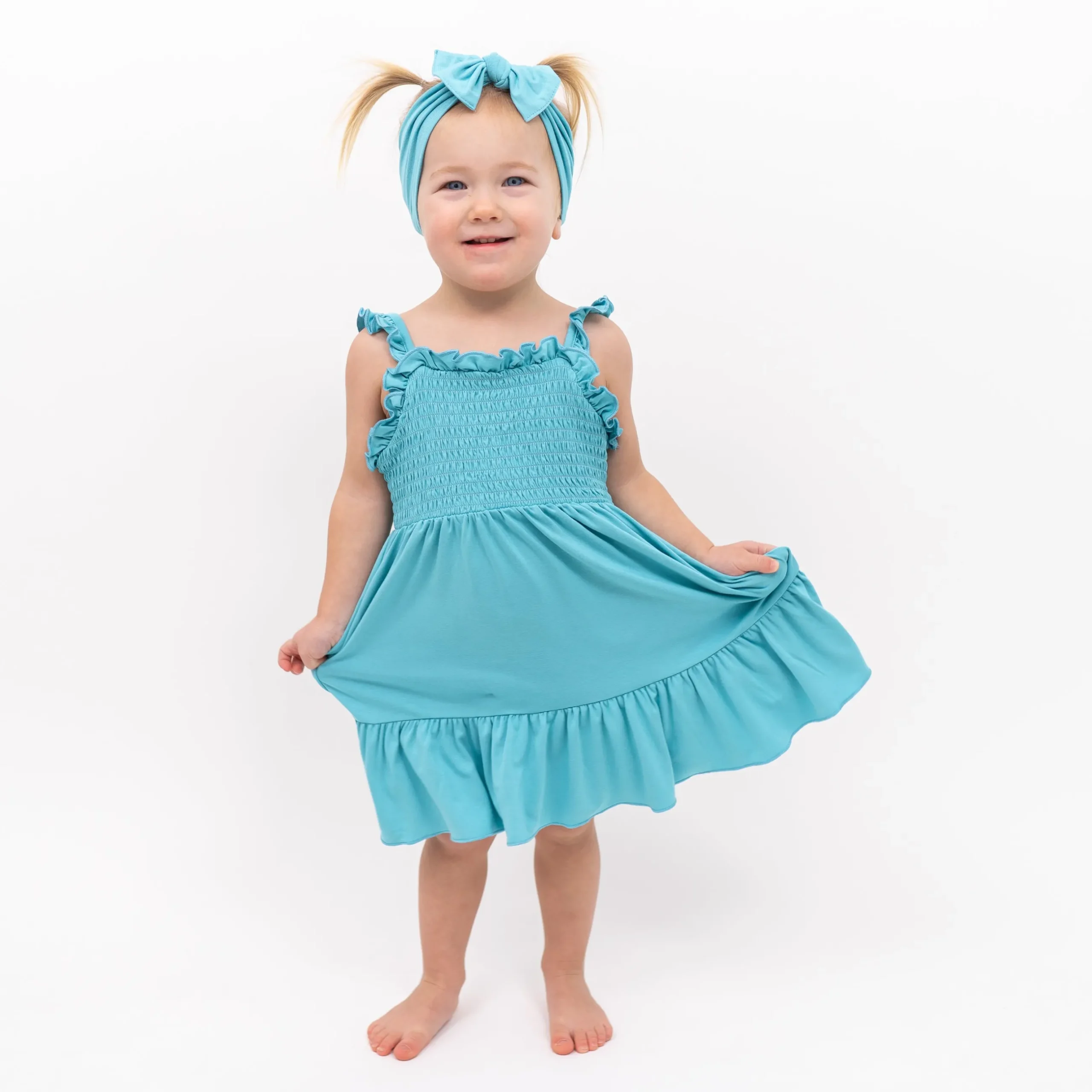 Clearance Kyte Baby Smocked Dress in Makai