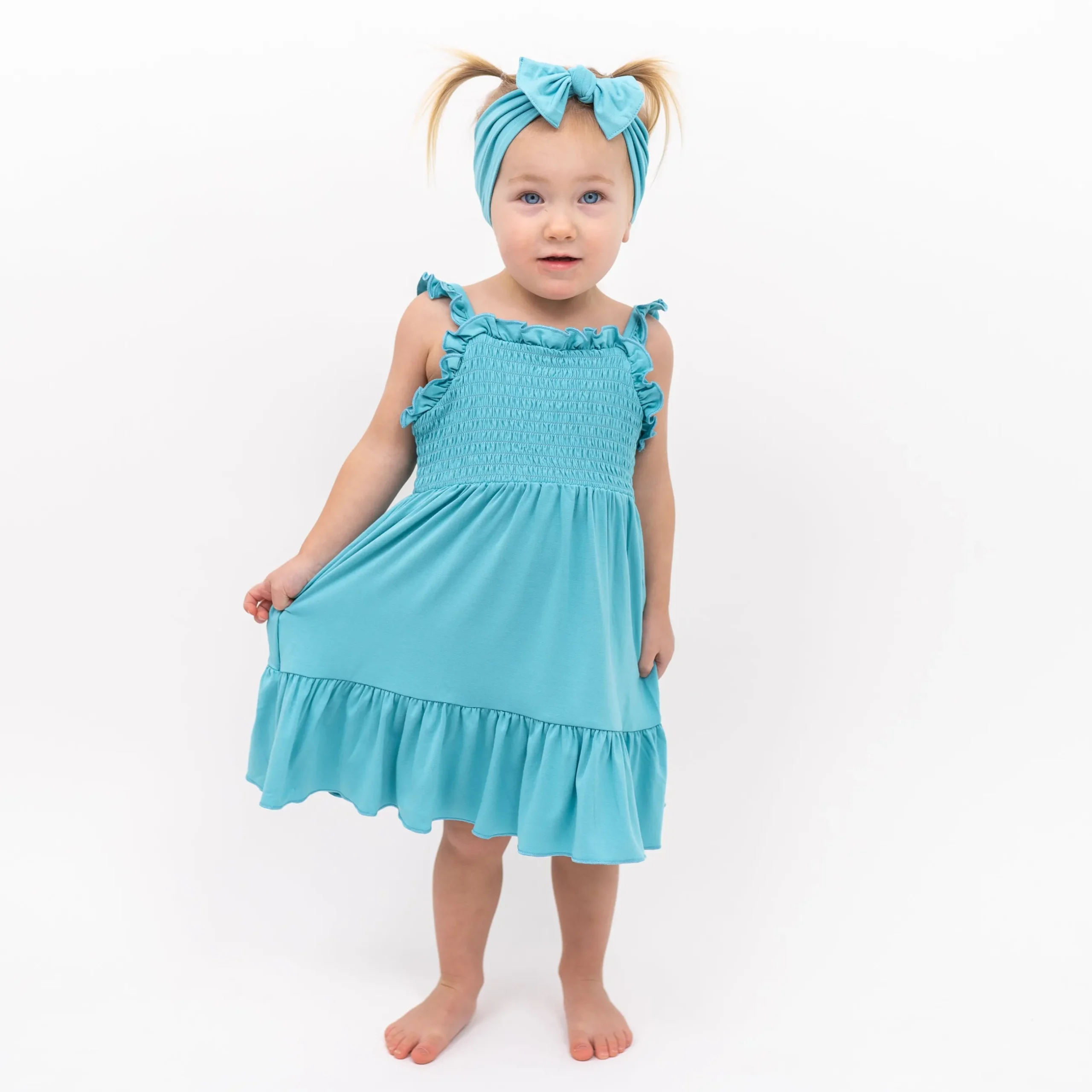 Clearance Kyte Baby Smocked Dress in Makai