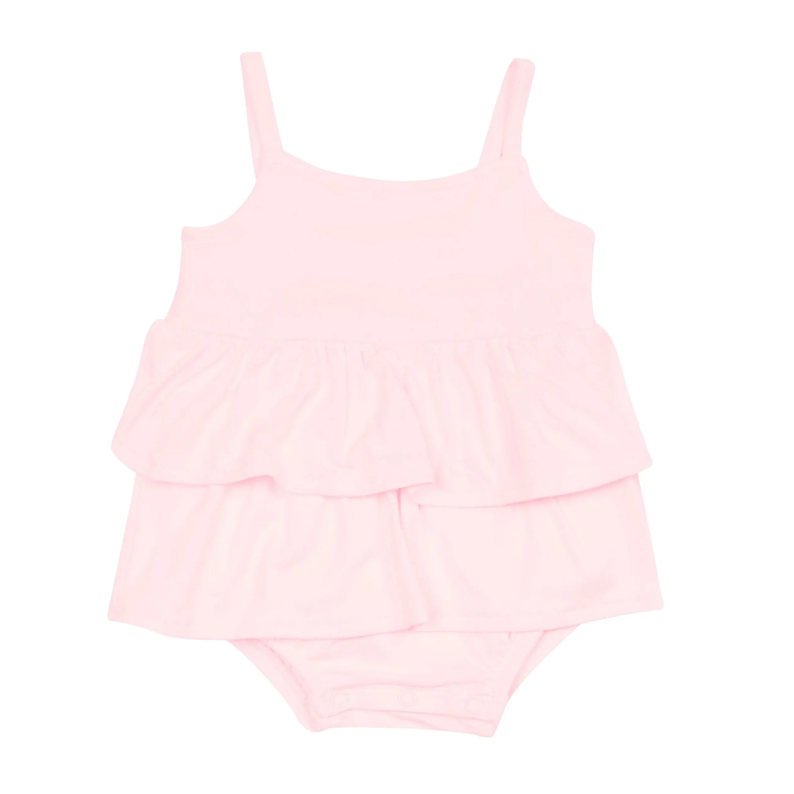 Clearance Kyte Baby Spaghetti Strap Ruffle Romper in Sakura
