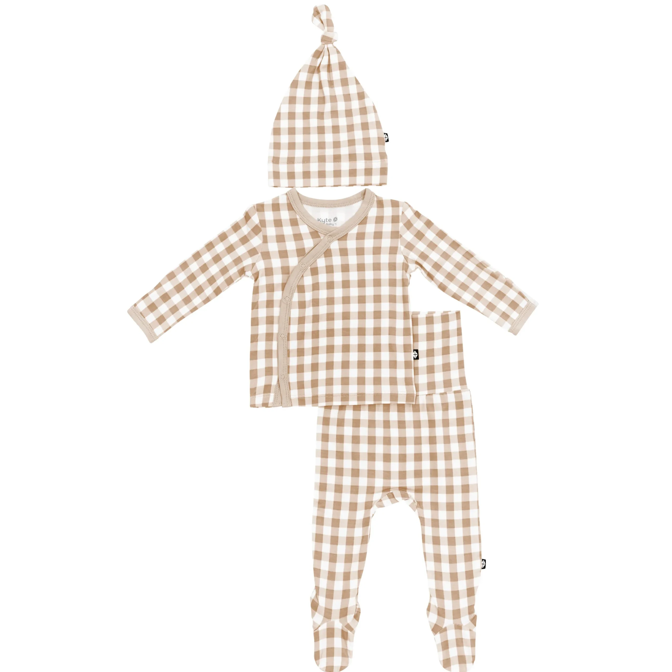 New Kyte Baby Take Me Home Set with Cap in Gingham Bisque