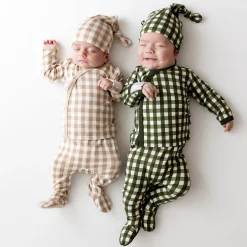 New Kyte Baby Take Me Home Set with Cap in Gingham Bisque