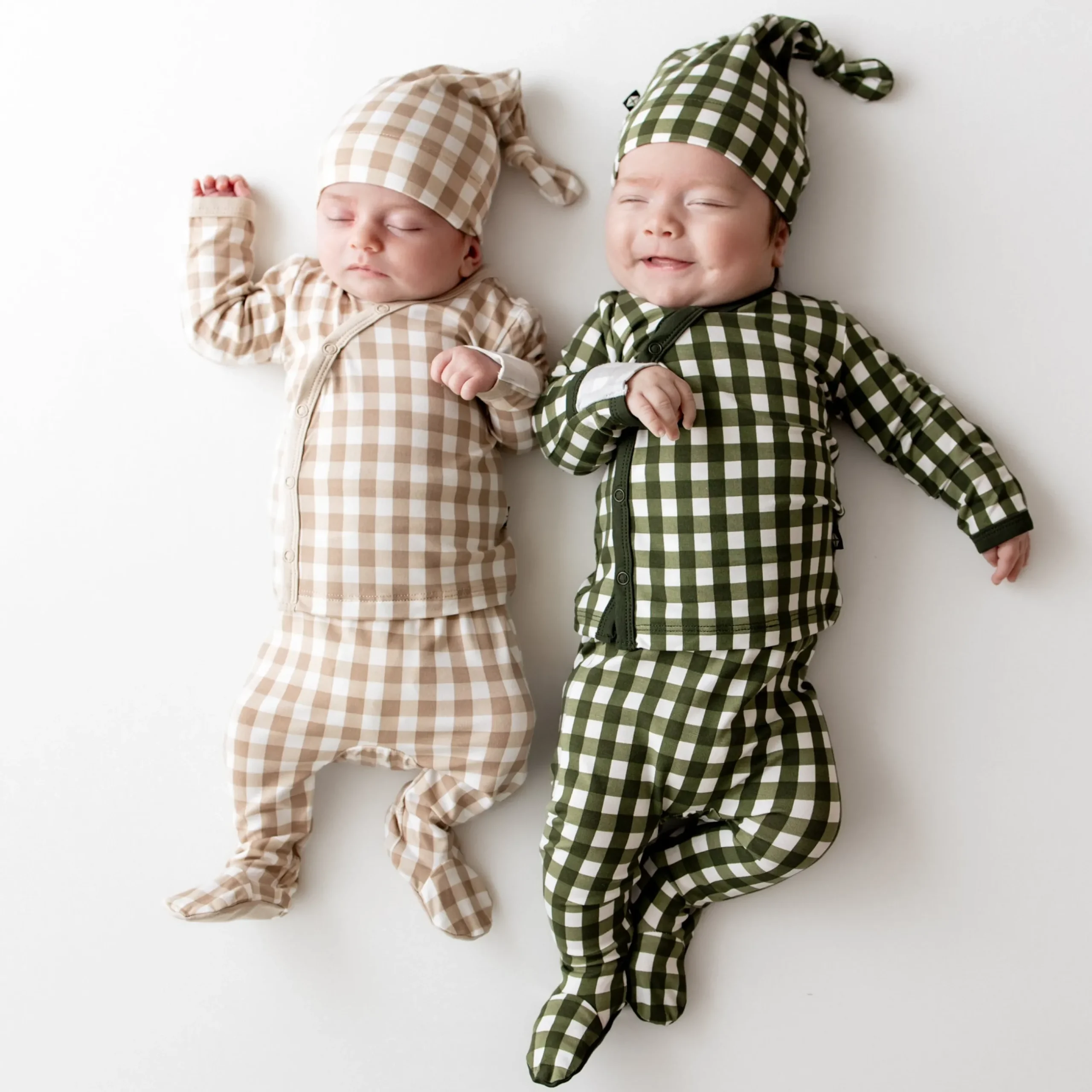 New Kyte Baby Take Me Home Set with Cap in Gingham Bisque