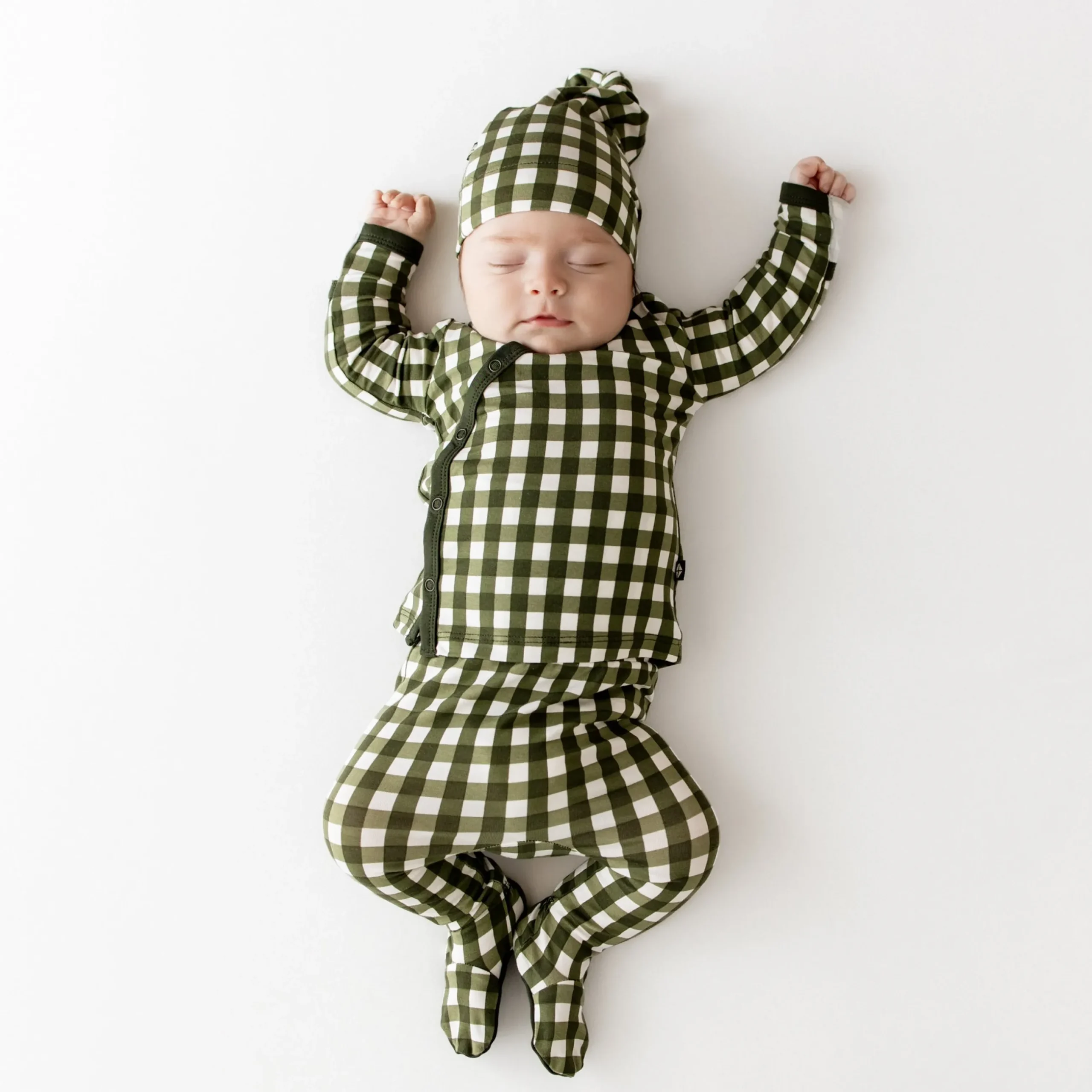 Hot Kyte Baby Take Me Home Set with Cap in Gingham Fir