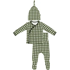 Hot Kyte Baby Take Me Home Set with Cap in Gingham Fir