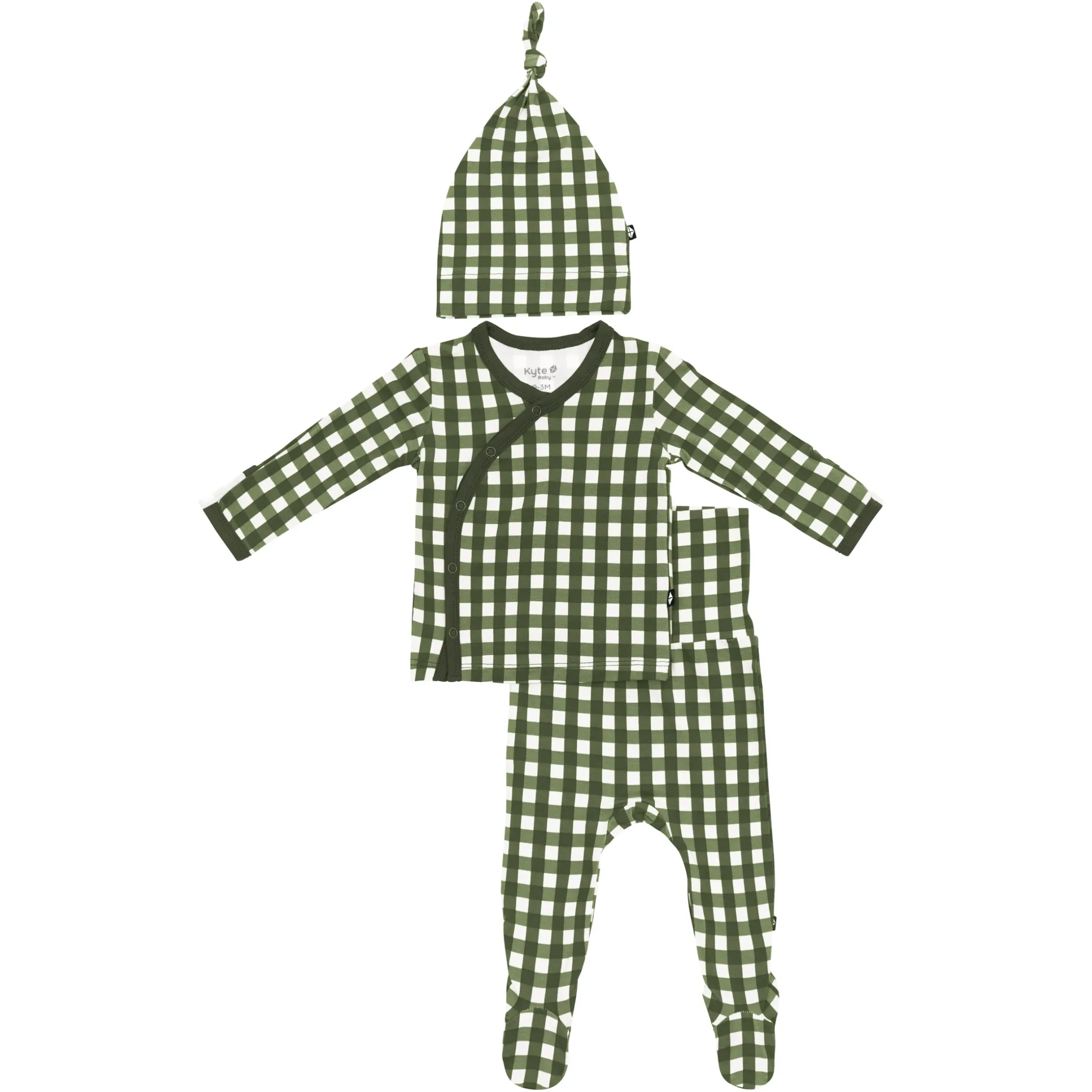 Hot Kyte Baby Take Me Home Set with Cap in Gingham Fir
