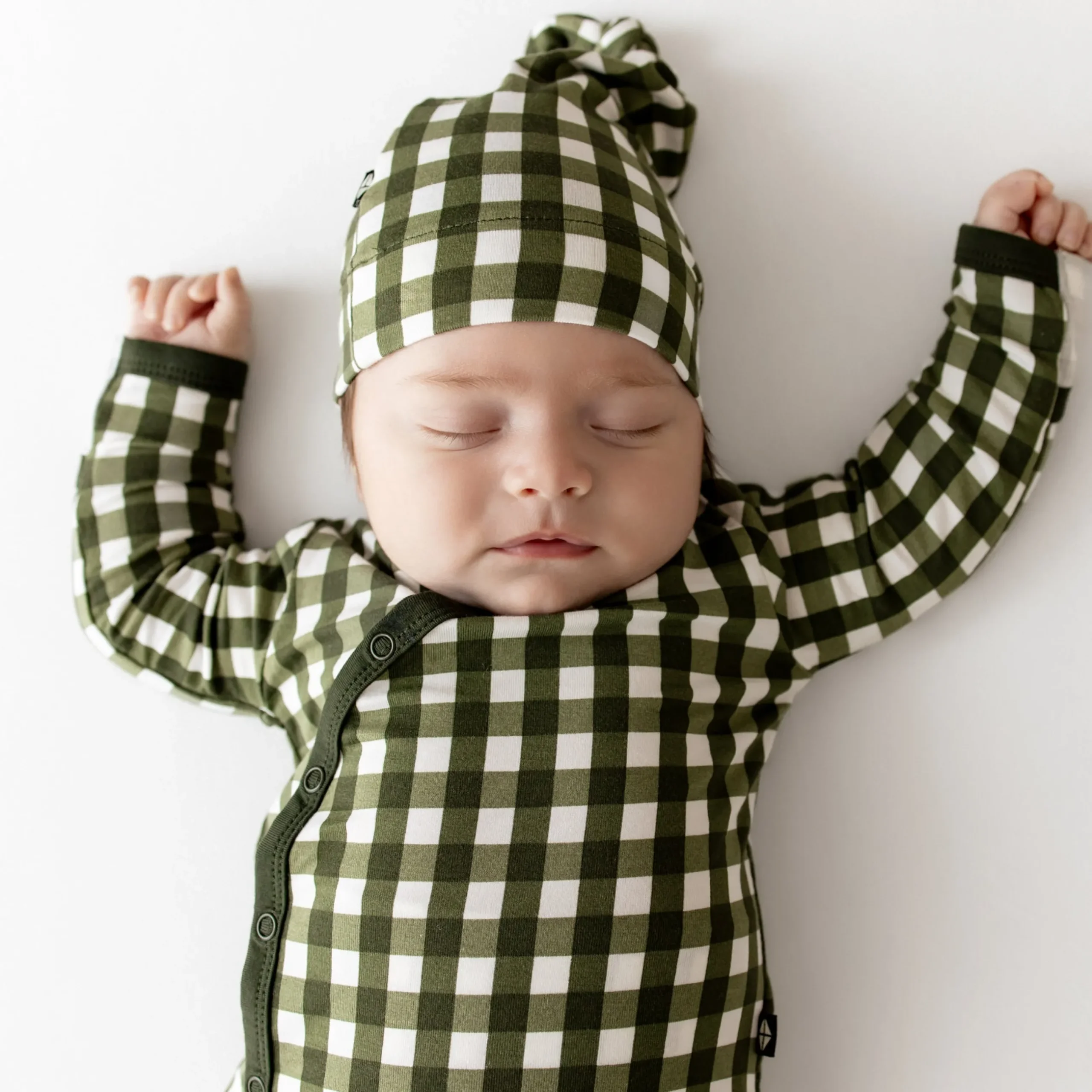 Hot Kyte Baby Take Me Home Set with Cap in Gingham Fir