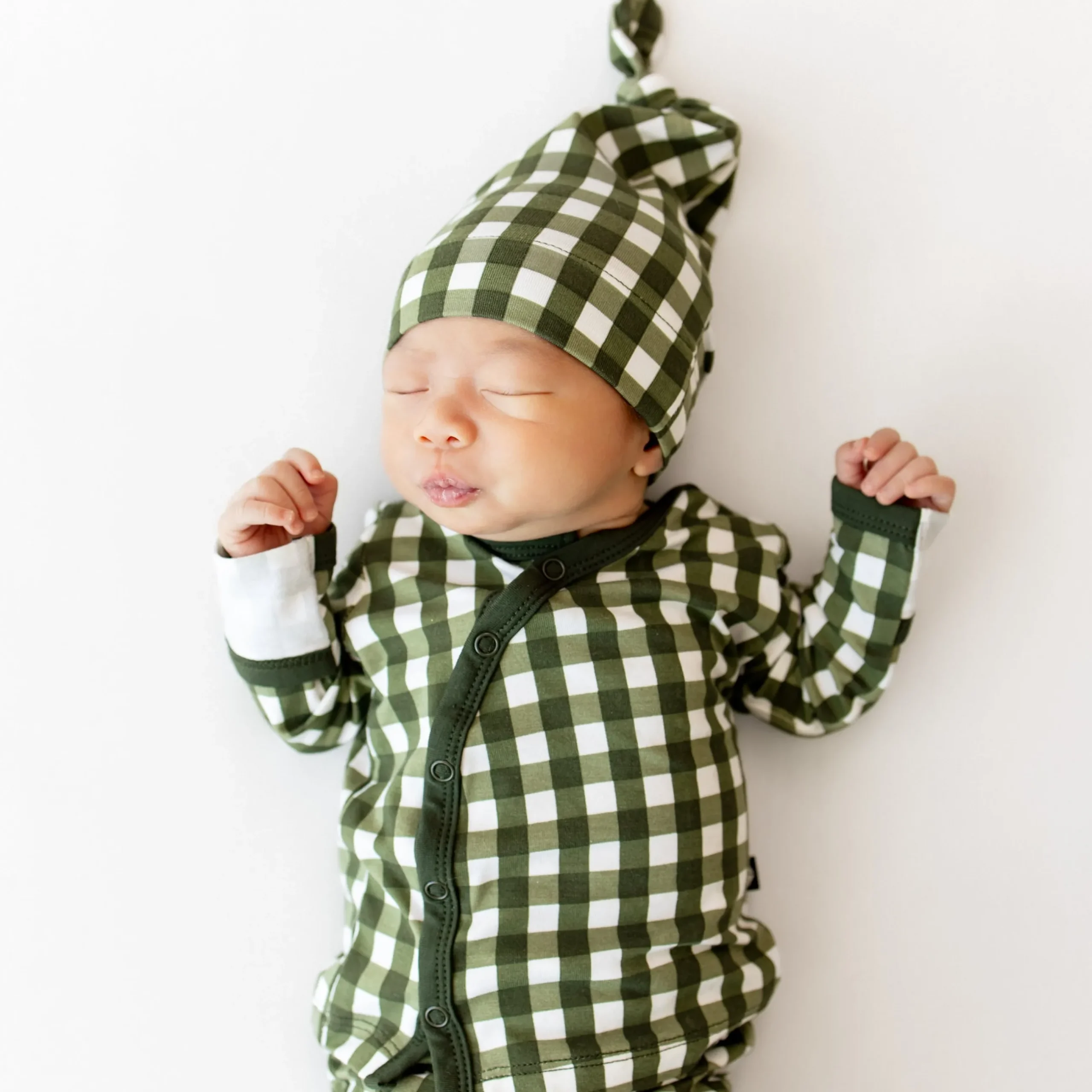 Hot Kyte Baby Take Me Home Set with Cap in Gingham Fir