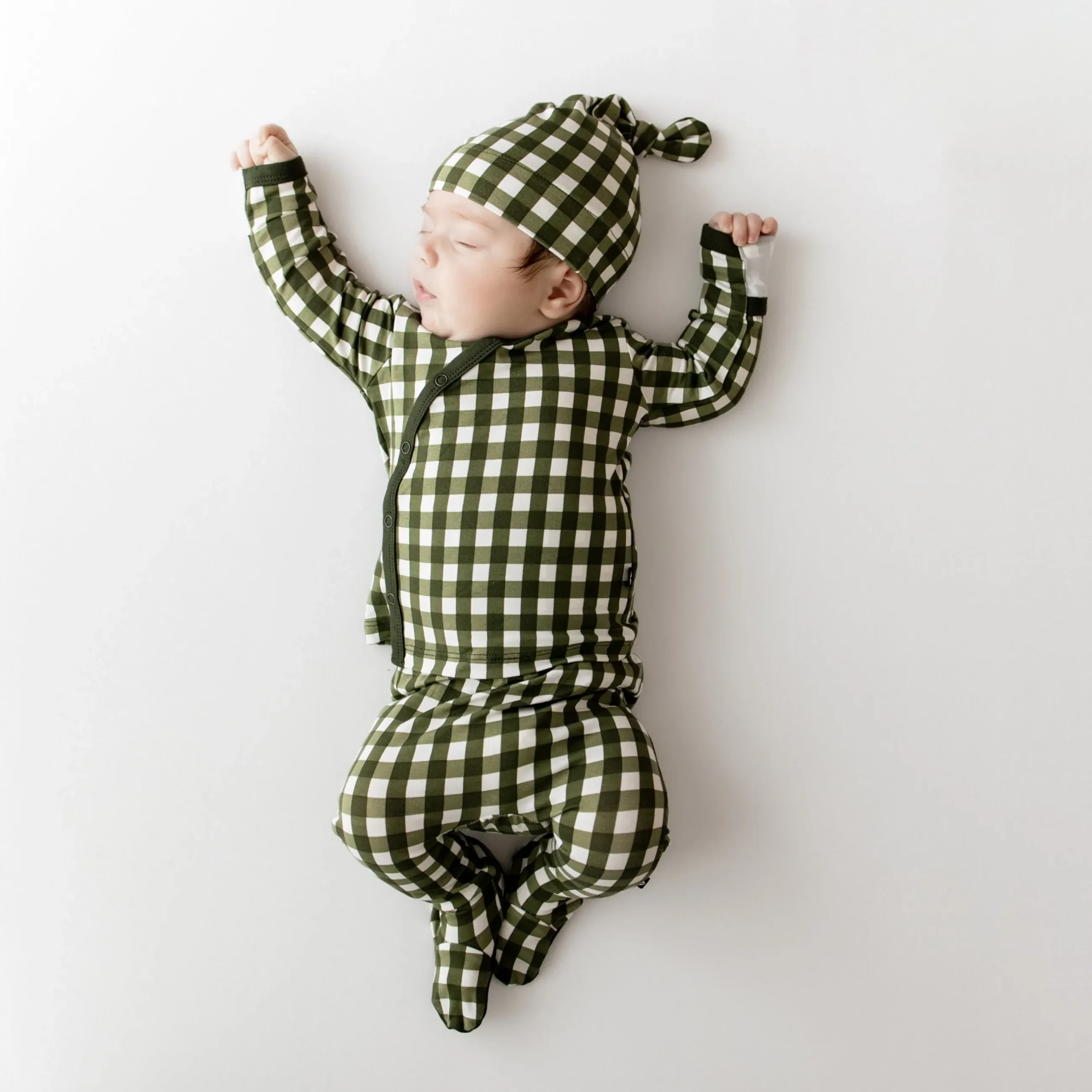 Hot Kyte Baby Take Me Home Set with Cap in Gingham Fir