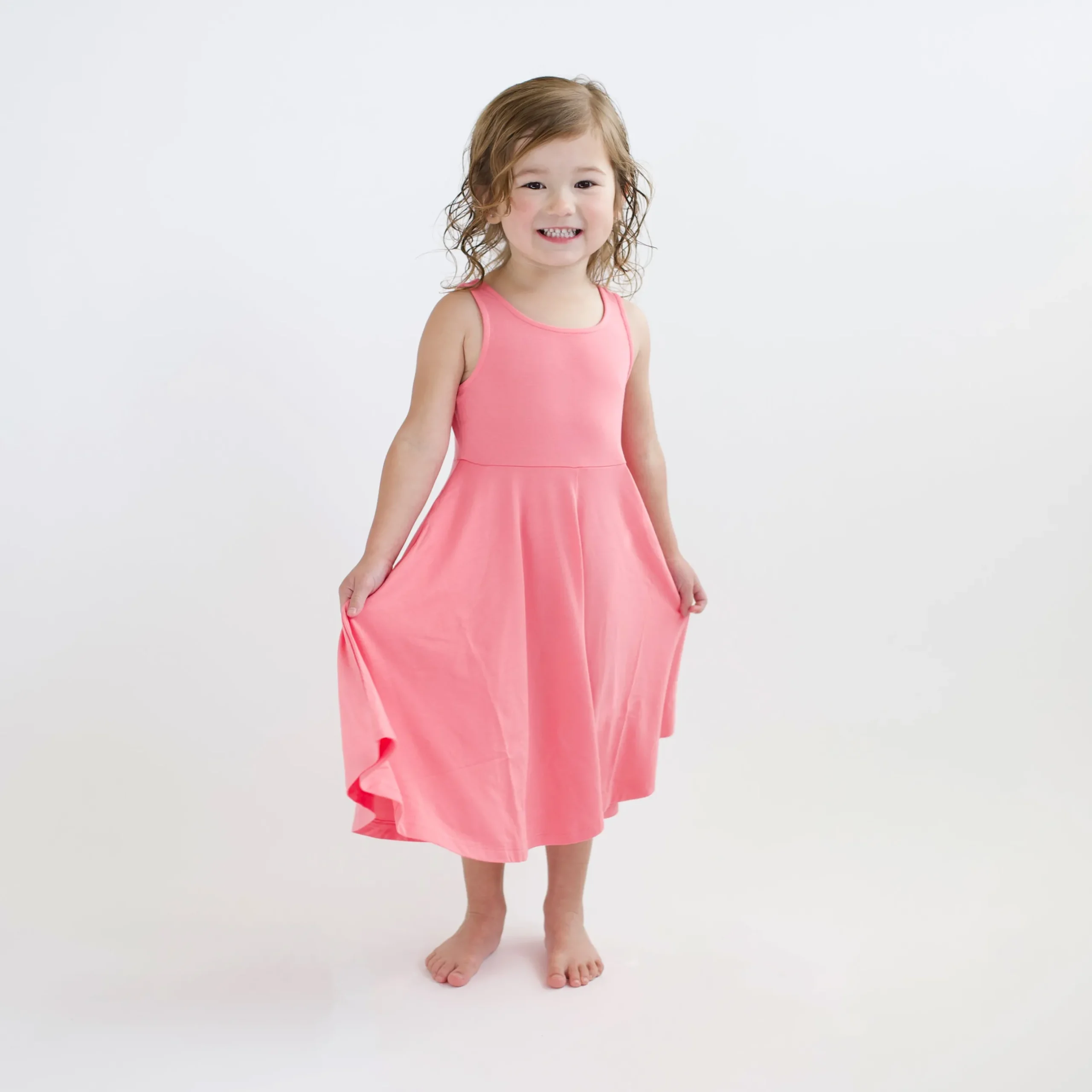 New Kyte Baby Tank Twirl Dress in Guava