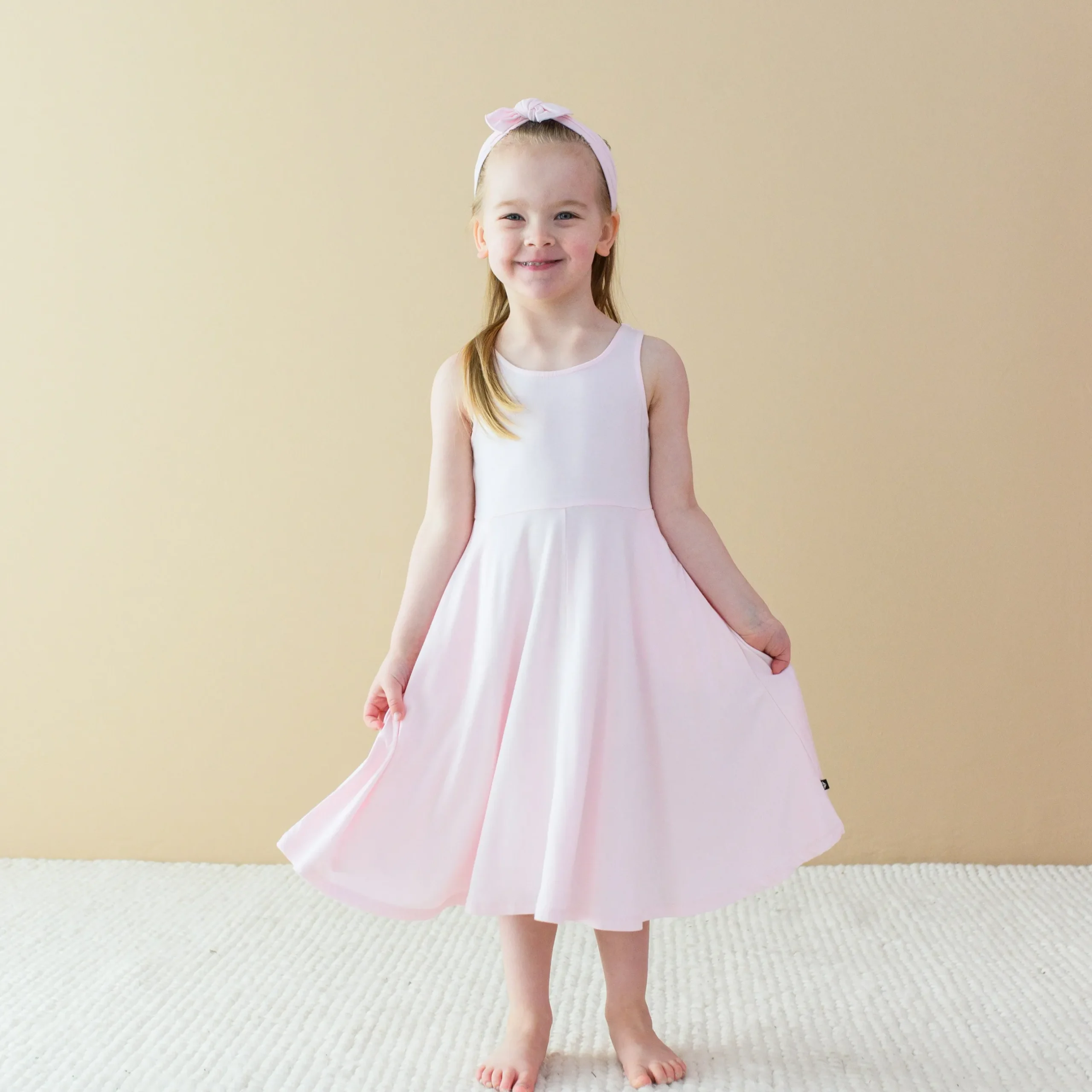 Clearance Kyte Baby Tank Twirl Dress in Sakura