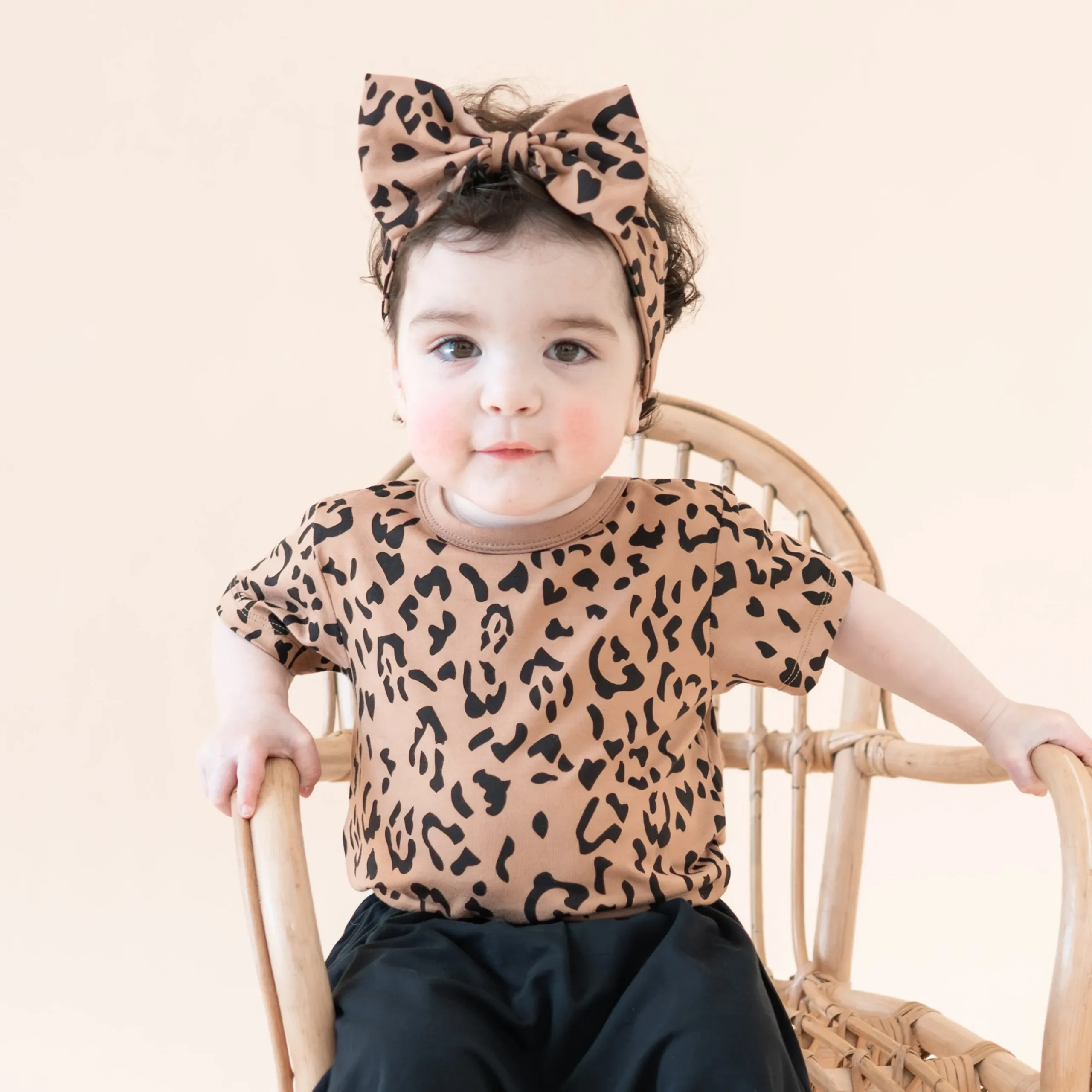 Hot Kyte Baby Toddler Basic Tee in Latte Leopard