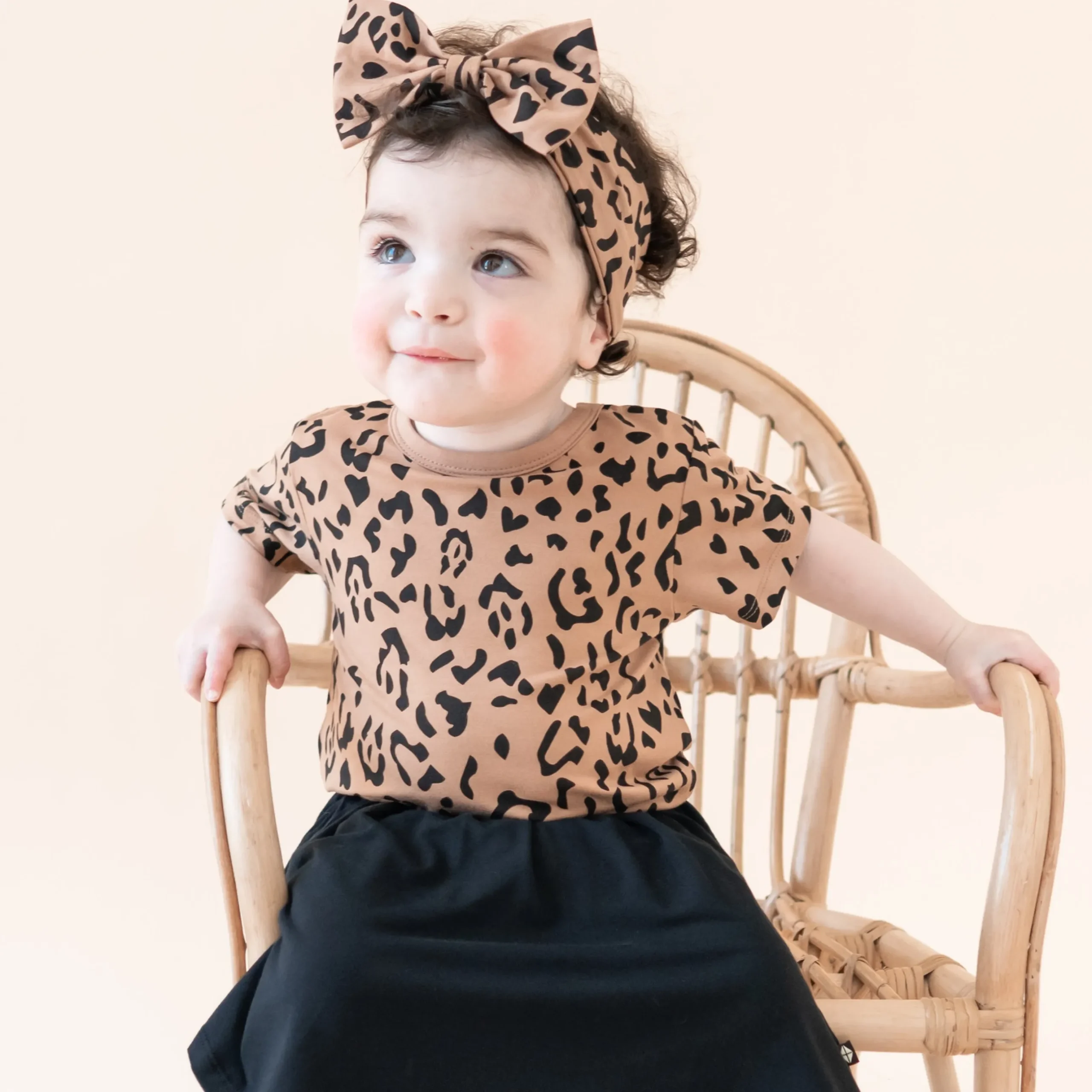 Hot Kyte Baby Toddler Basic Tee in Latte Leopard
