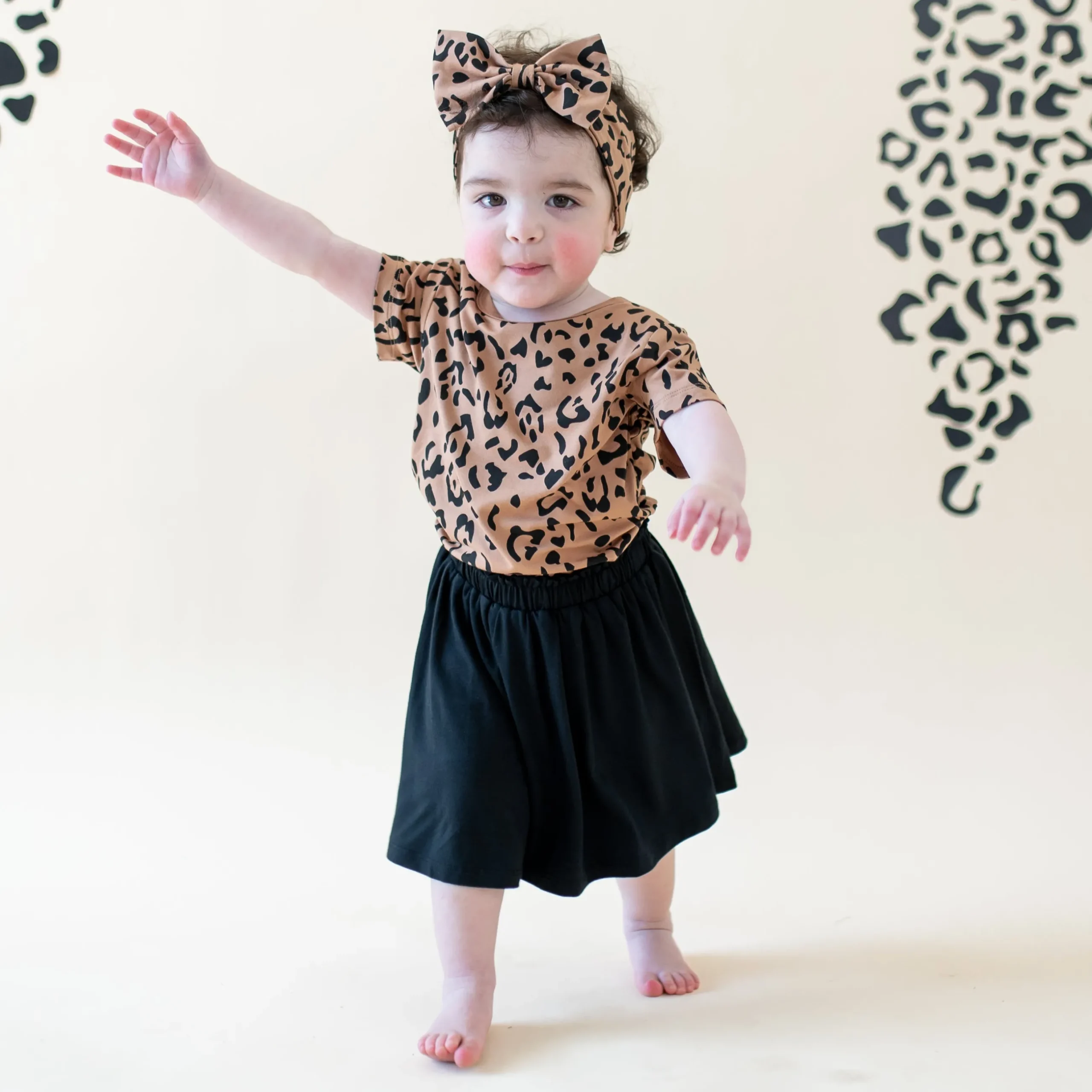 Hot Kyte Baby Toddler Basic Tee in Latte Leopard