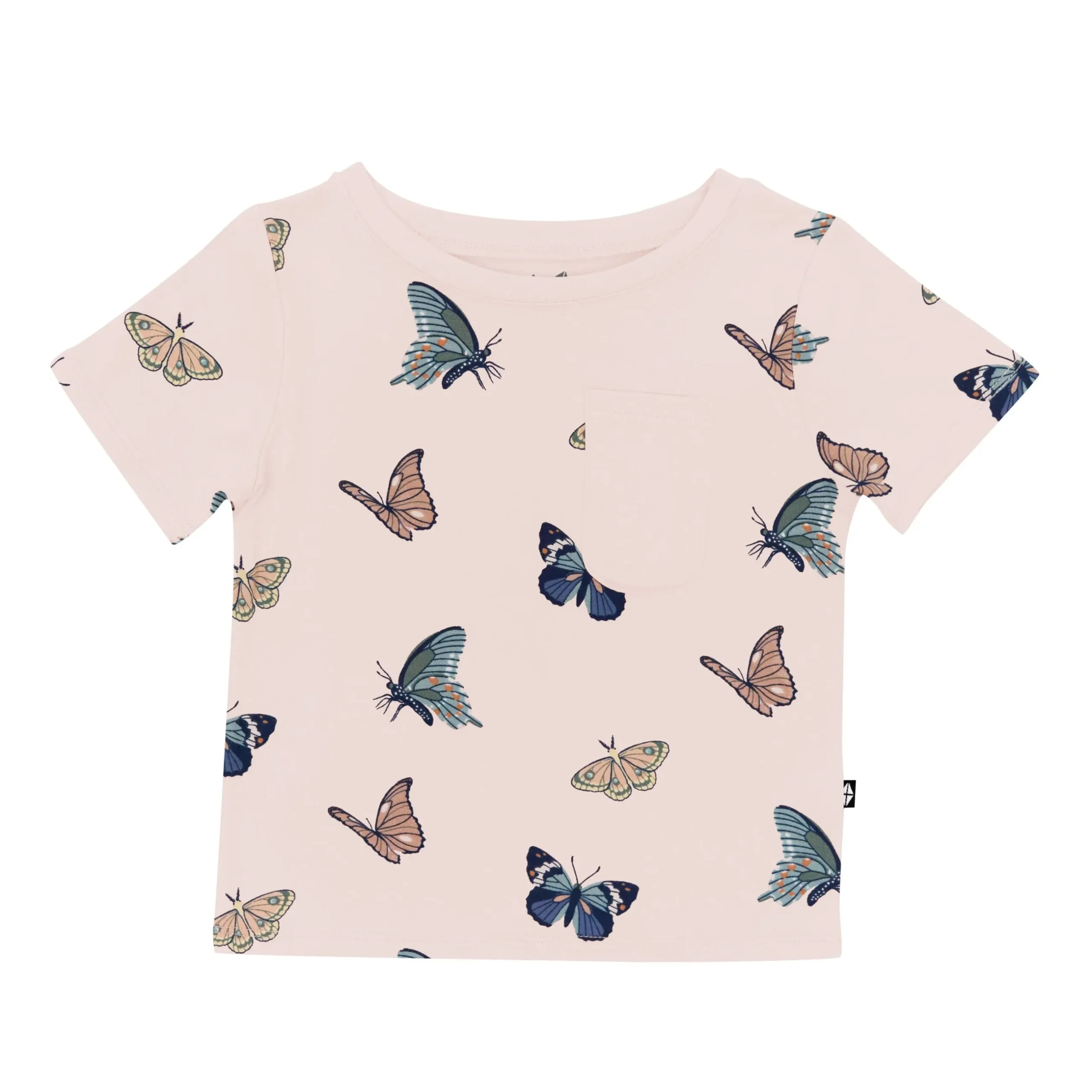 New Kyte Baby Toddler Crew Neck Tee in Blush Butterfly