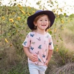 New Kyte Baby Toddler Crew Neck Tee in Blush Butterfly