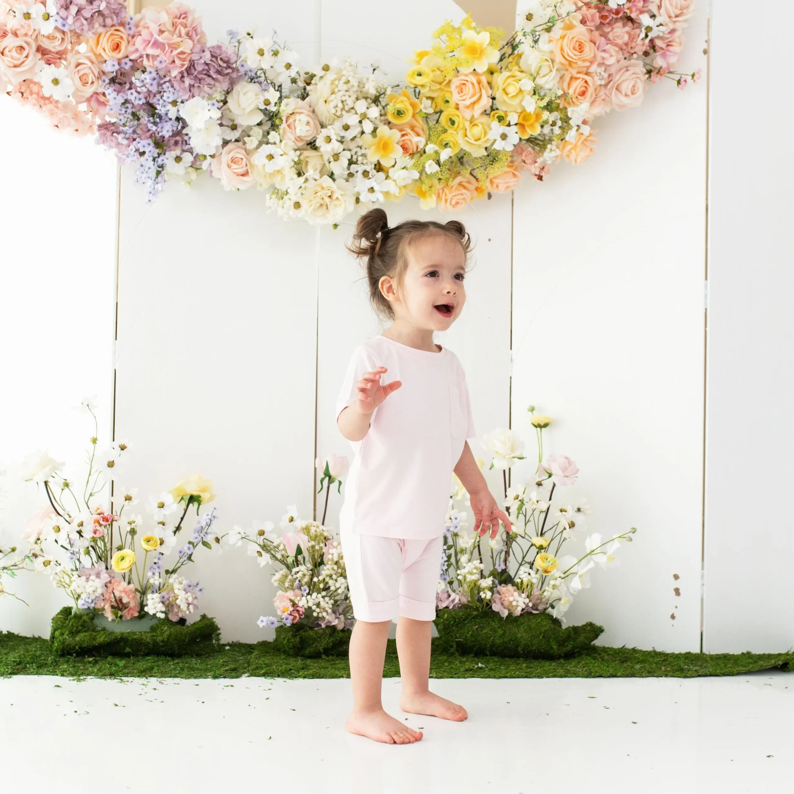 Hot Kyte Baby Toddler Crew Neck Tee in Sakura