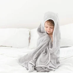 Best Kyte Baby Toddler Hooded Bath Towel in Storm with Cloud Trim