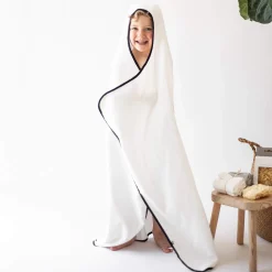 Sale Kyte Baby Toddler Hooded Bath Towel in Cloud with Midnight Trim