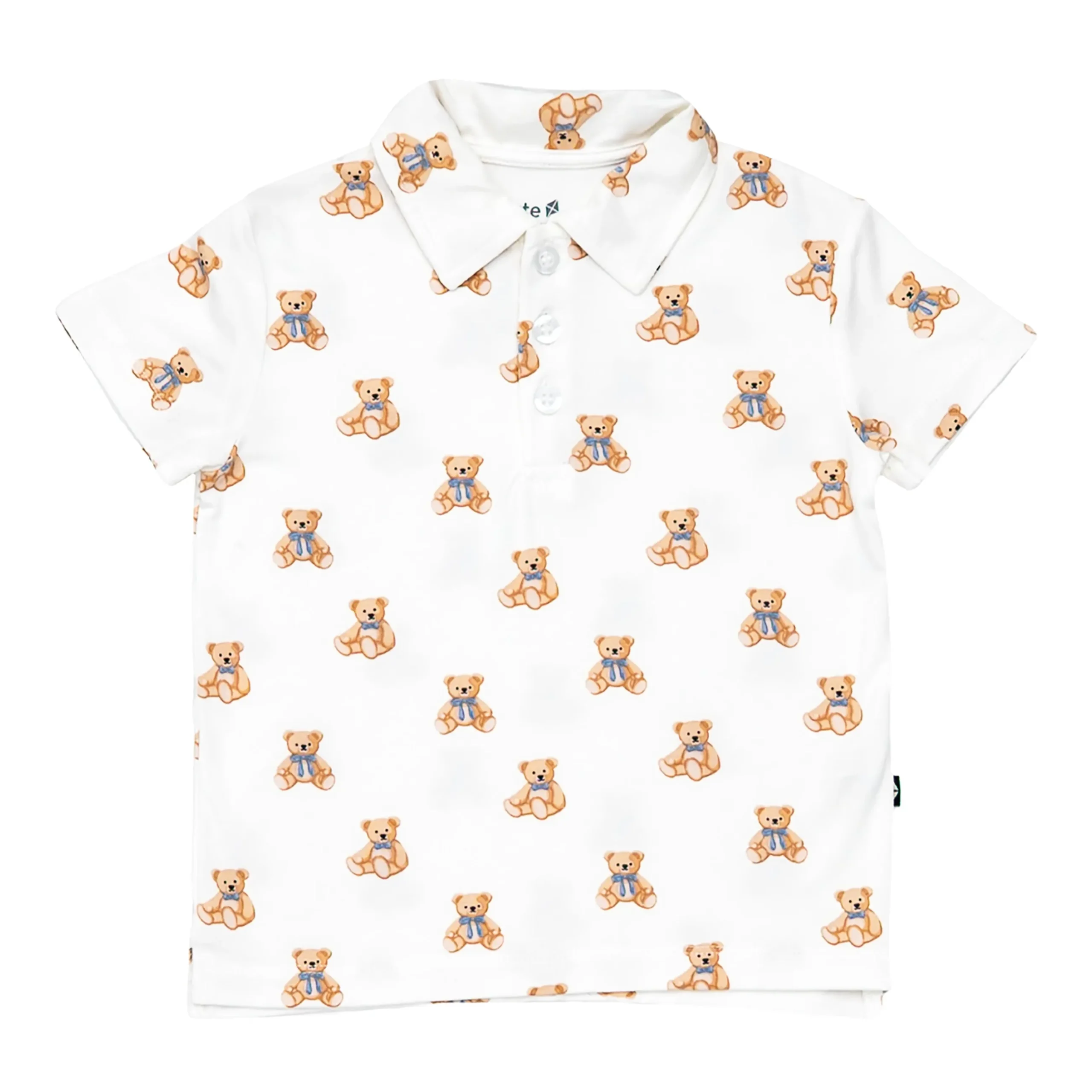 Best Kyte Baby Toddler Short Sleeve Polo in Teddy Bear