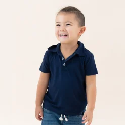 Clearance Kyte Baby Toddler Short Sleeve Polo in Navy