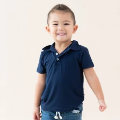 Clearance Kyte Baby Toddler Short Sleeve Polo in Navy