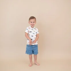 Kyte Baby Toddler Short Sleeve Polo in Vintage Truck