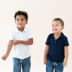 Hot Kyte Baby Toddler Short Sleeve Polo in Snow
