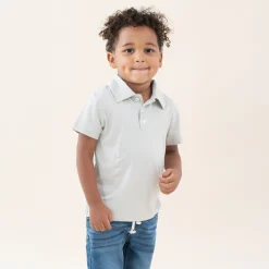 Discount Kyte Baby Toddler Short Sleeve Polo in Oat