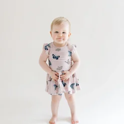 Clearance Kyte Baby Twirl Bodysuit Dress in Blush Butterfly