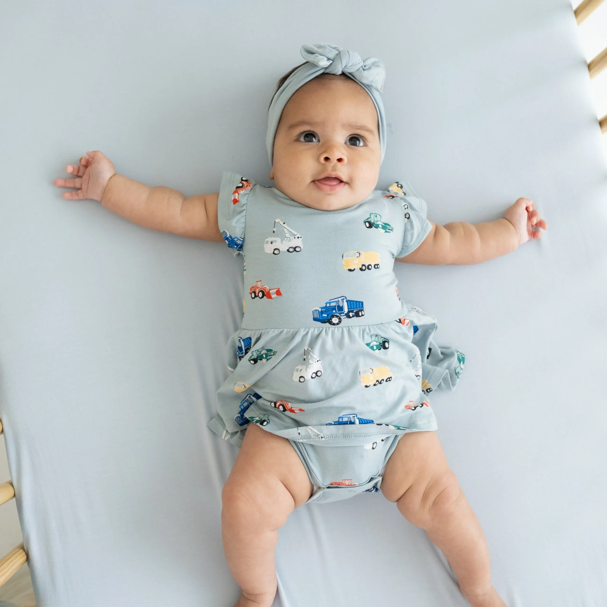 Hot Kyte Baby Twirl Bodysuit Dress in Construction