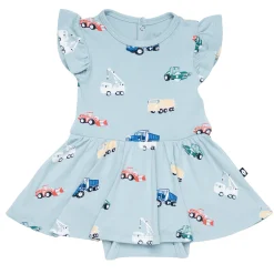 Hot Kyte Baby Twirl Bodysuit Dress in Construction