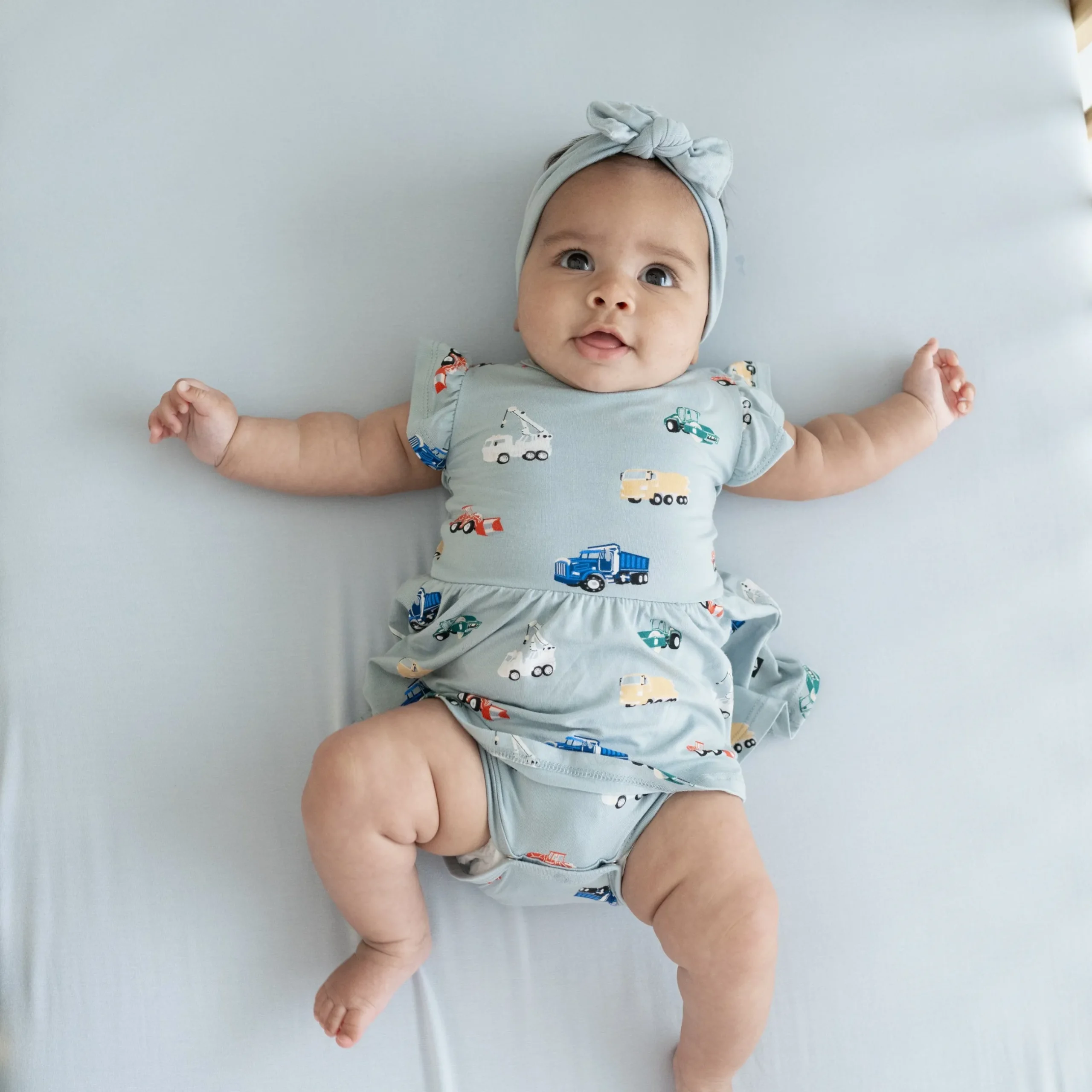 Hot Kyte Baby Twirl Bodysuit Dress in Construction