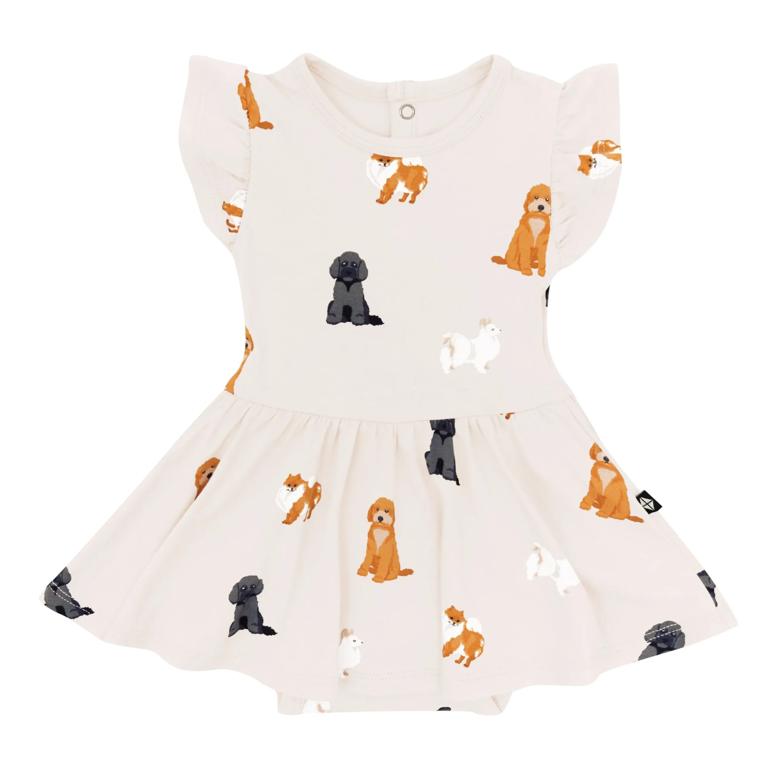 Discount Kyte Baby Twirl Bodysuit Dress in Fluffy Dog