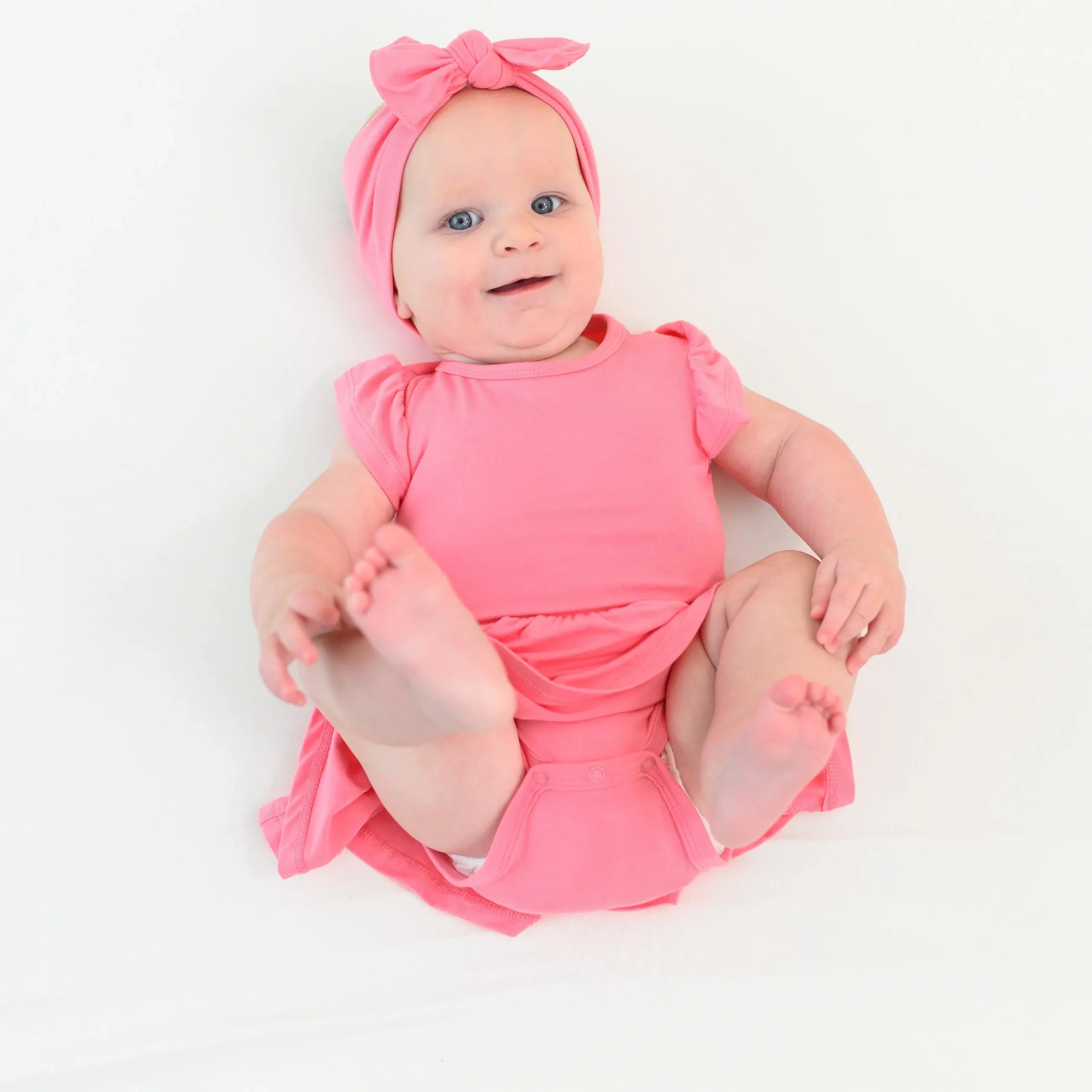 Best Kyte Baby Twirl Bodysuit Dress in Guava
