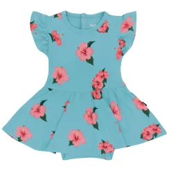Sale Kyte Baby Twirl Bodysuit Dress in Hibiscus