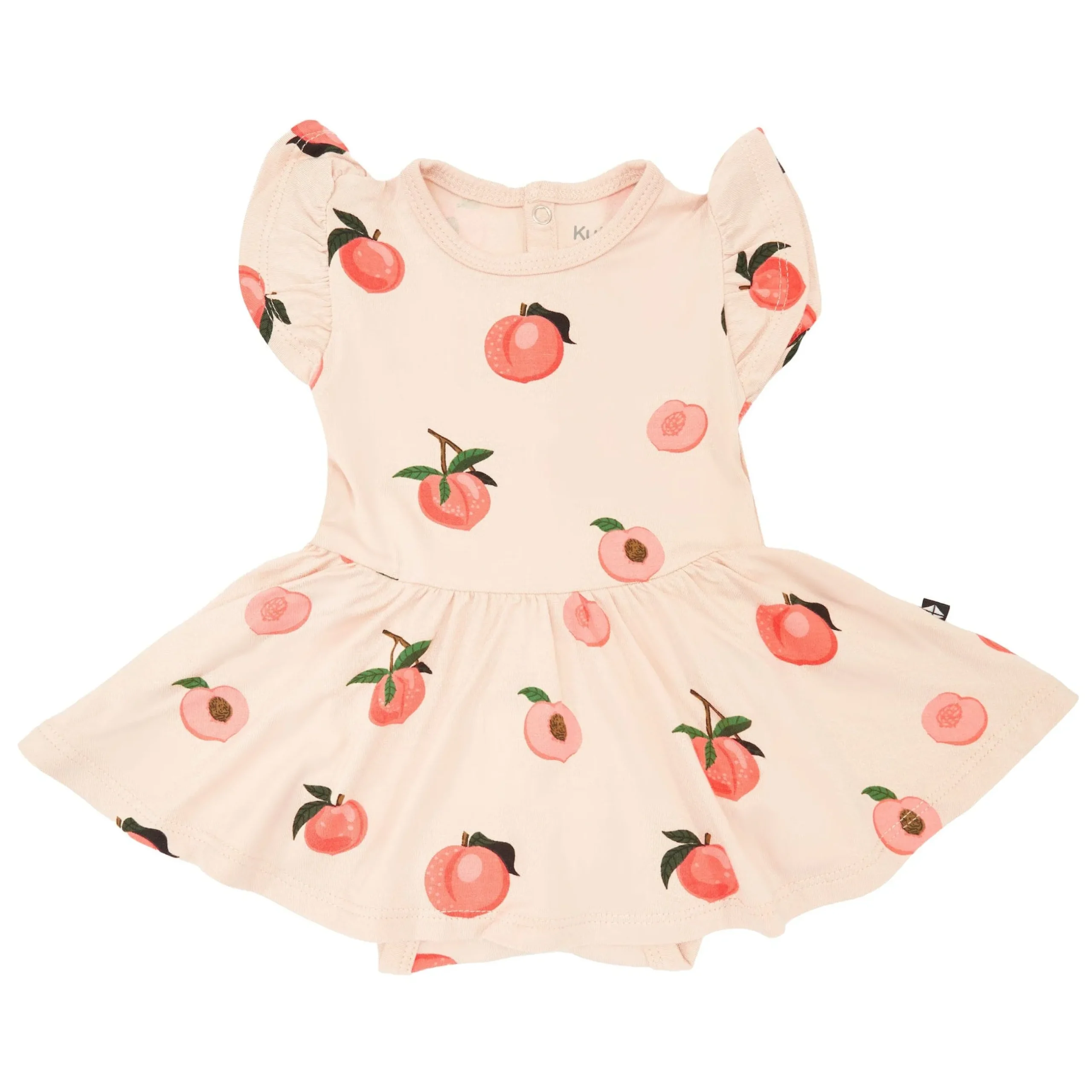 New Kyte Baby Twirl Bodysuit Dress in Peach